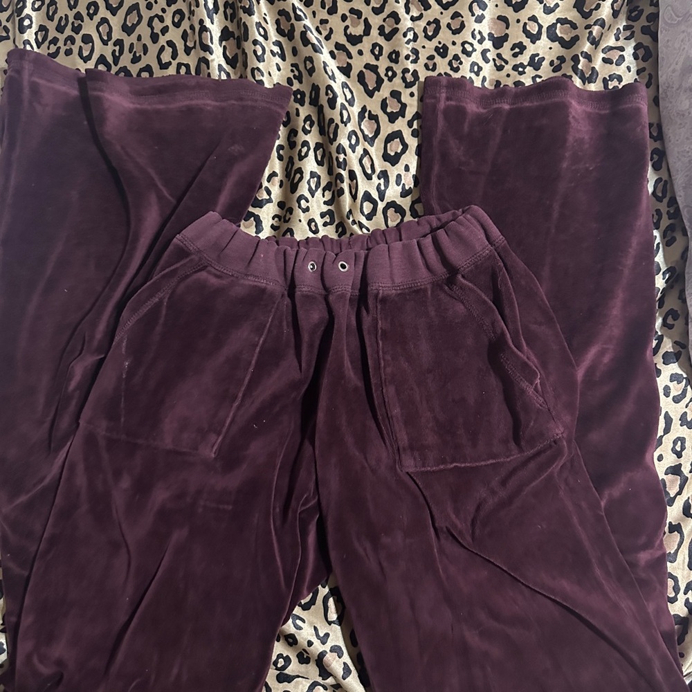 Plush Velvet Joggers in Deep Burgundy